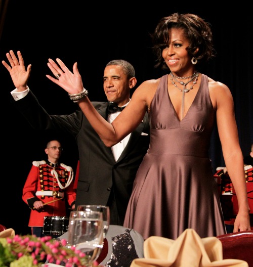 President Barack Obama and first lady Michelle Obama, attend the White House Correspondents’ Association Dinner in Washington, Saturday, April 30, 2011. (AP Photo/Manuel Balce Ceneta)