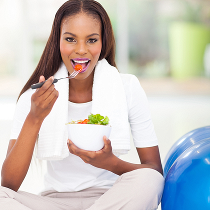 black woman healthy eating exercise