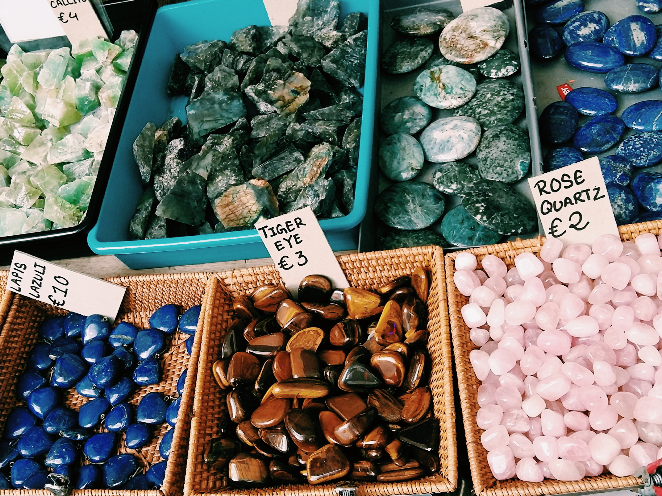 High Angle View Of Precious Stones For Sale