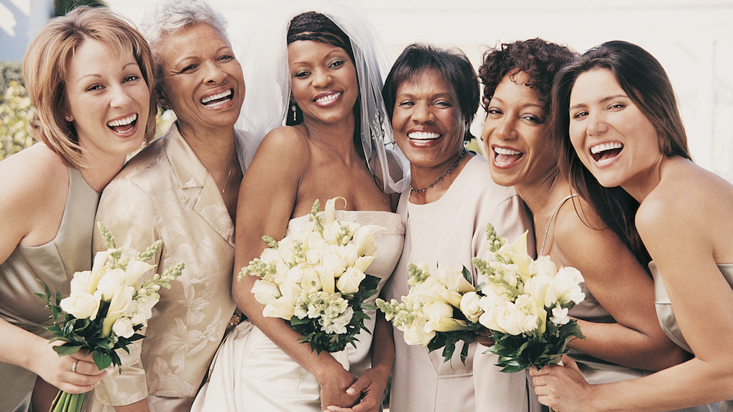 Bridesmaid and bride