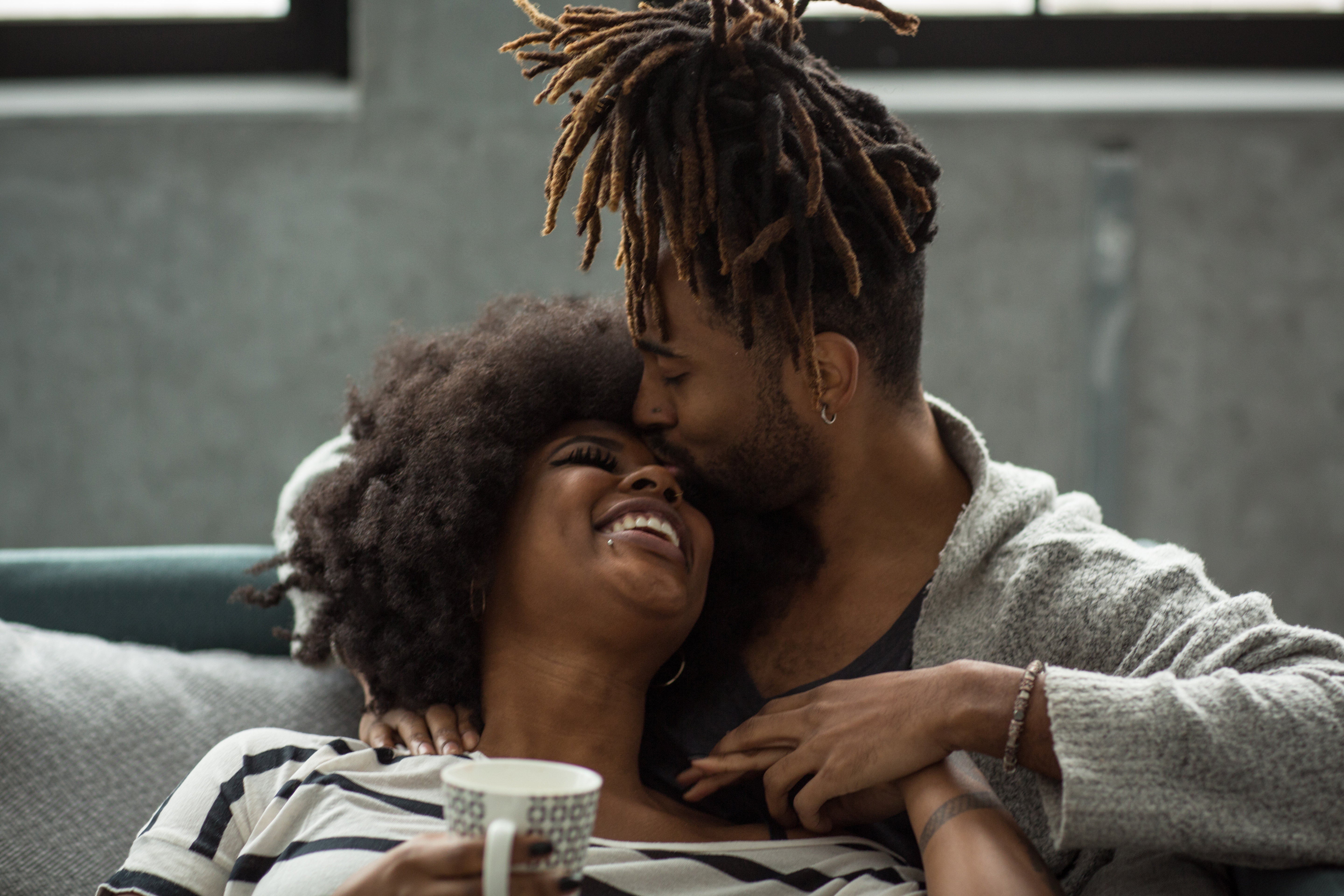 Romantic couple have cozy weekend