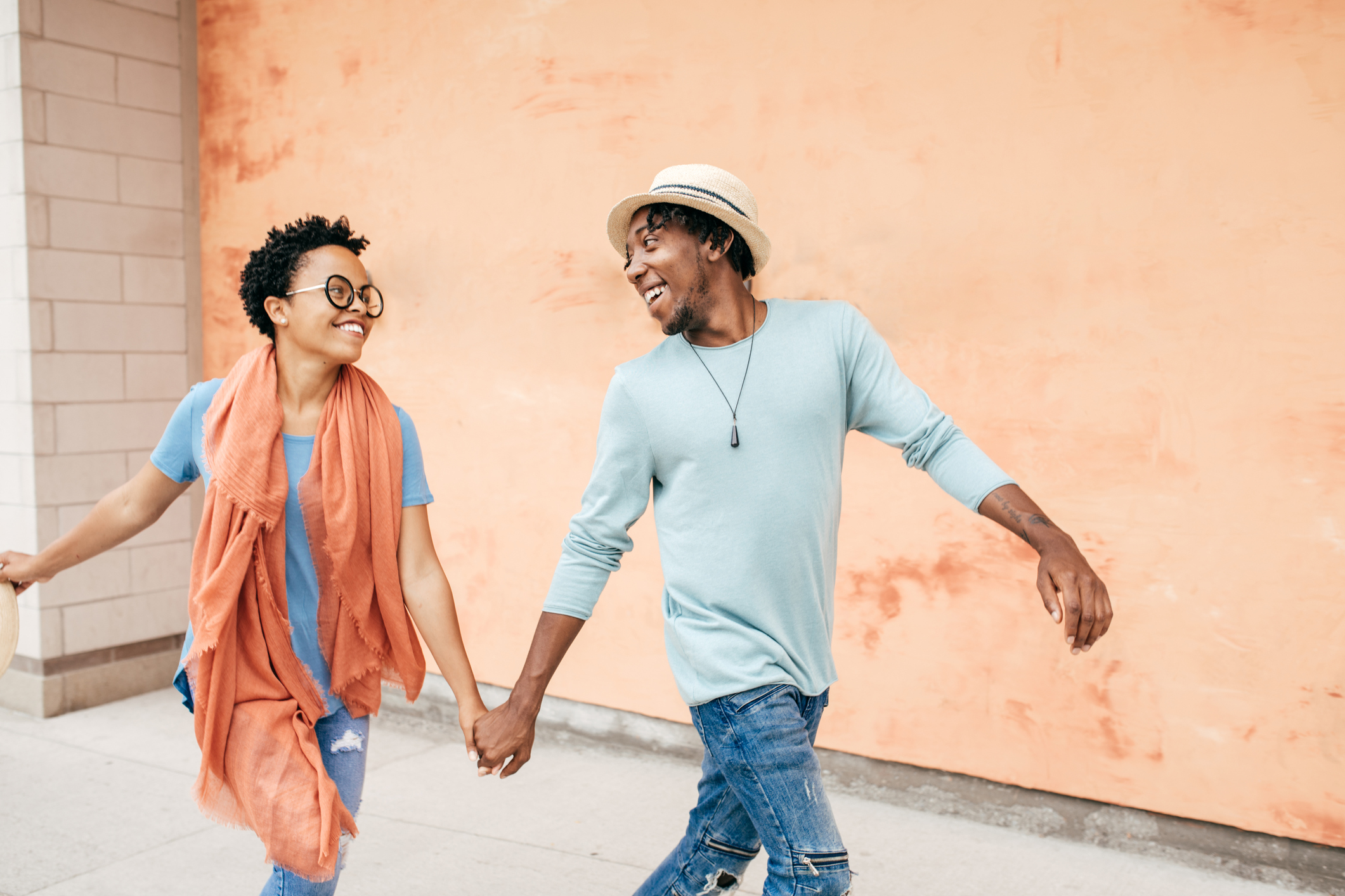 Happy tourist couple