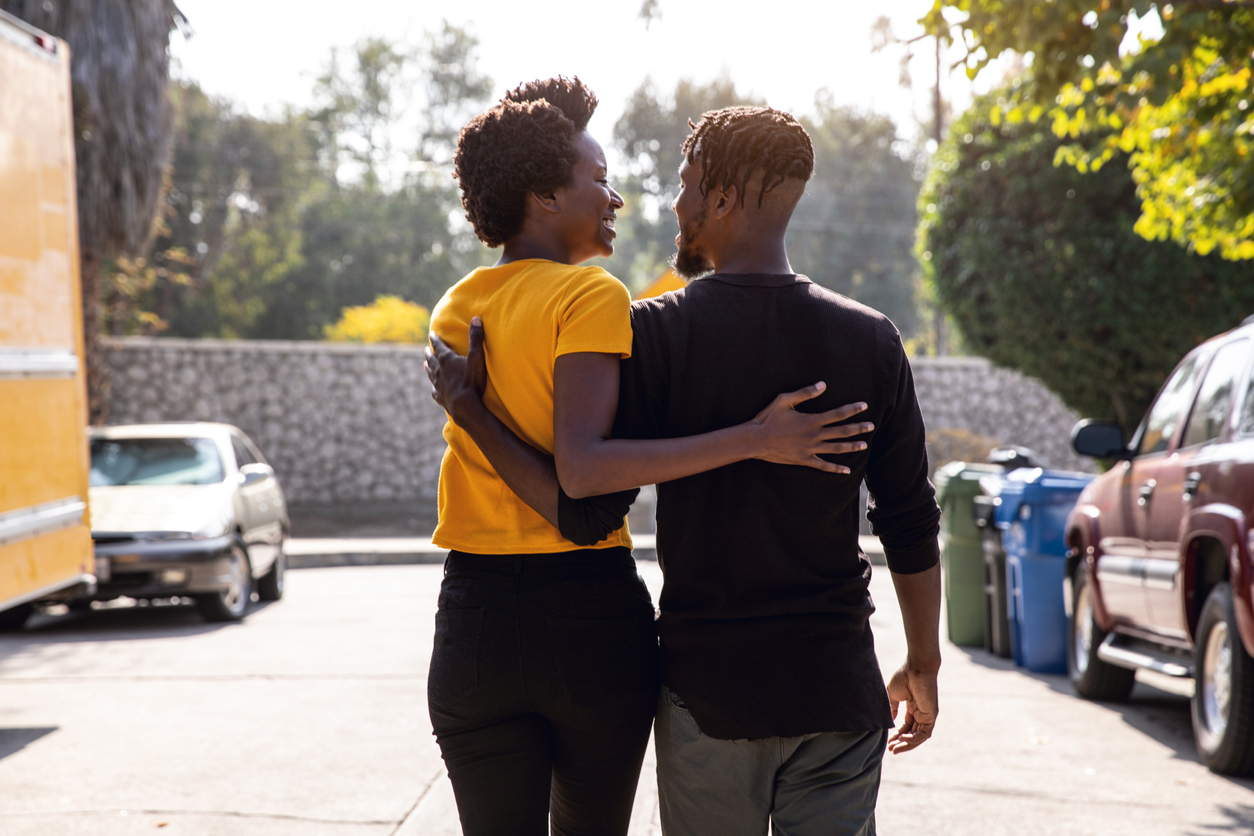 Lovely afro american couple in Los Angeles