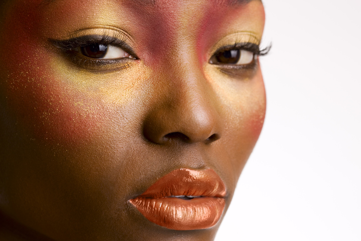 African American Young Woman Beauty Portrait, Close Up
