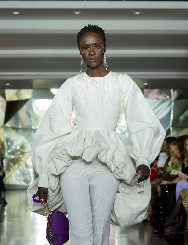 Model walks runway for Christian Siriano New York fashion...