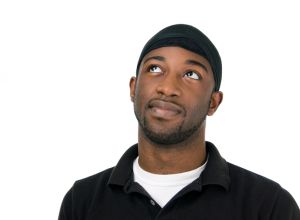Young African American Male Looking Up