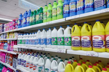 Portugal, Porto, Boavista, Supermercado Froiz, Bleach brands on shelves