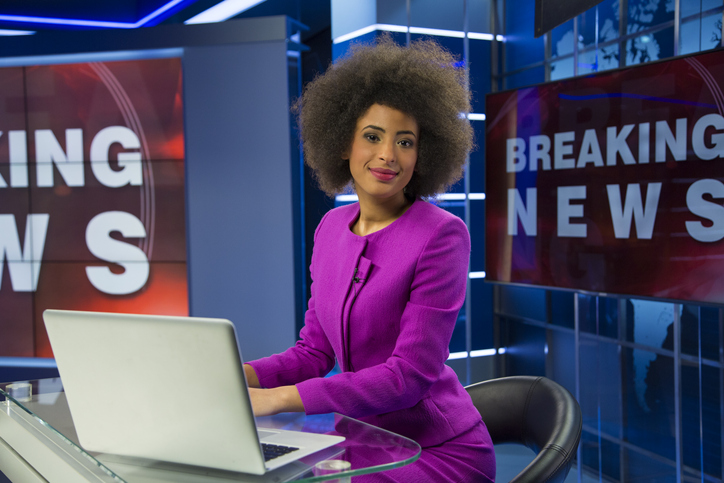 Breaking news female anchor