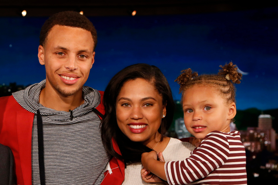 Steph, Ayesha and Riley Curry