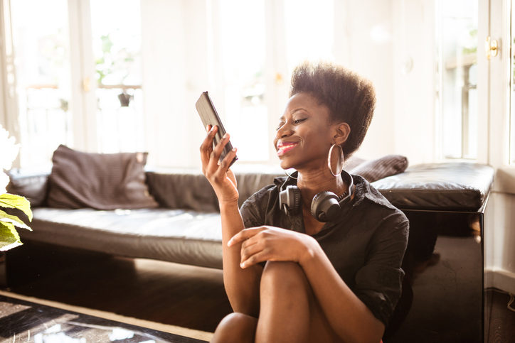 woman on the phone at home