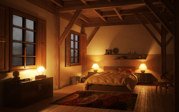 Cozy and Rustic Bedroom (Night)