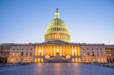 Sunset over US Capitol building, Washington DC, USA