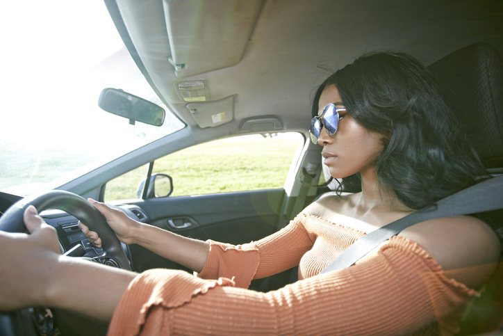 Women driving car