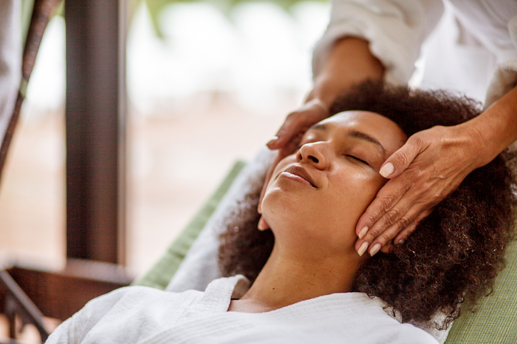 Relaxing during head massage