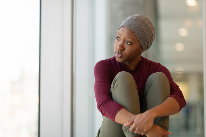 Portrait of a young African American Woman with Cancer