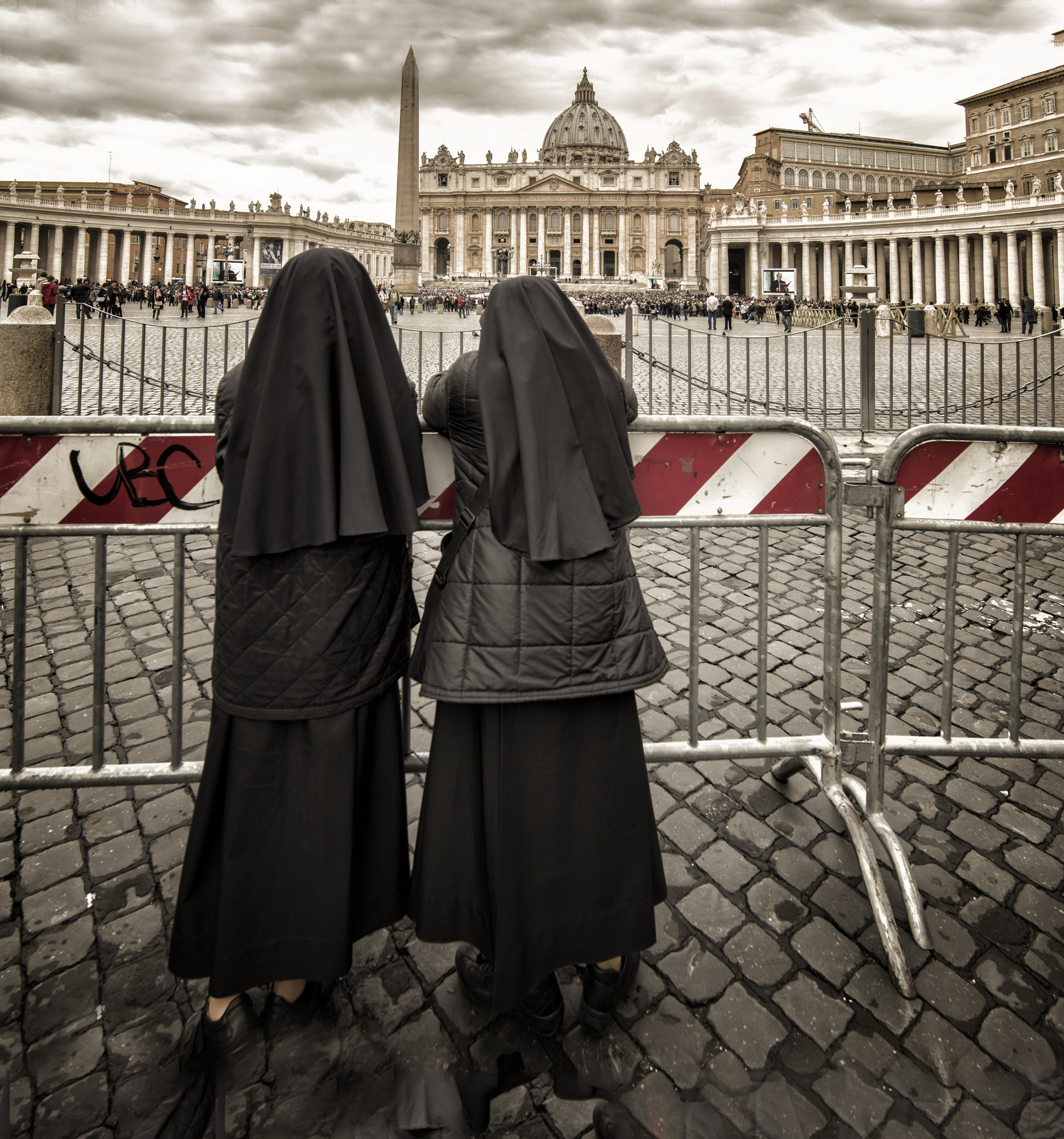 Two Nuns Stare at St. Peter's Basilica