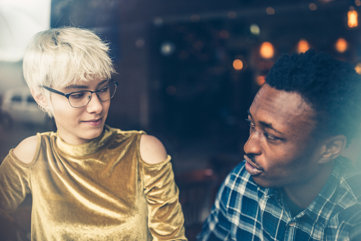 Mixed race, young couple. Relation difficulties