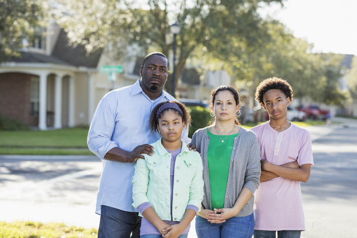 Serious Interracial family in residential community