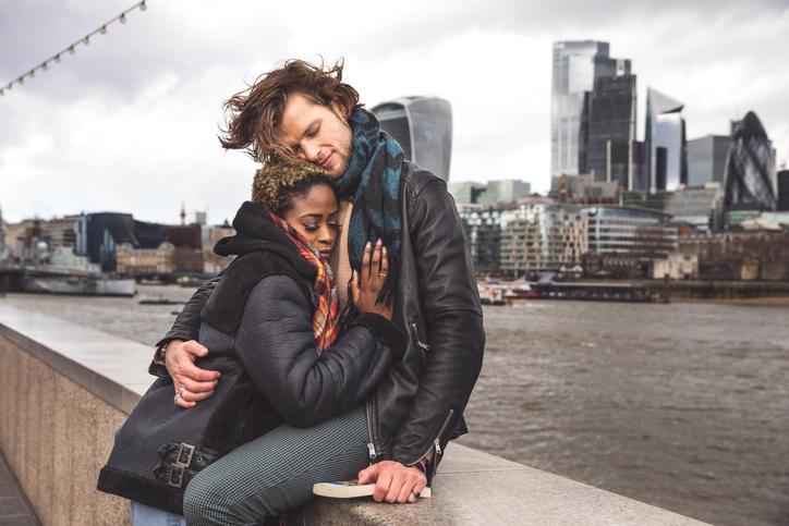 Lovely young couple in visit to London