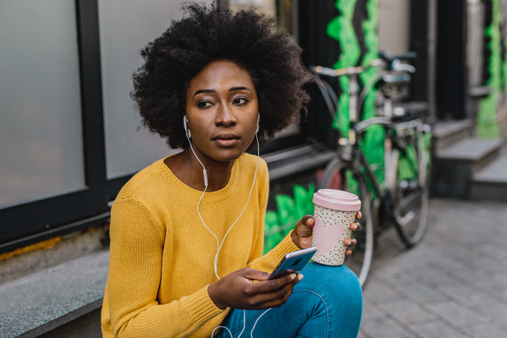 Listening to music on the street