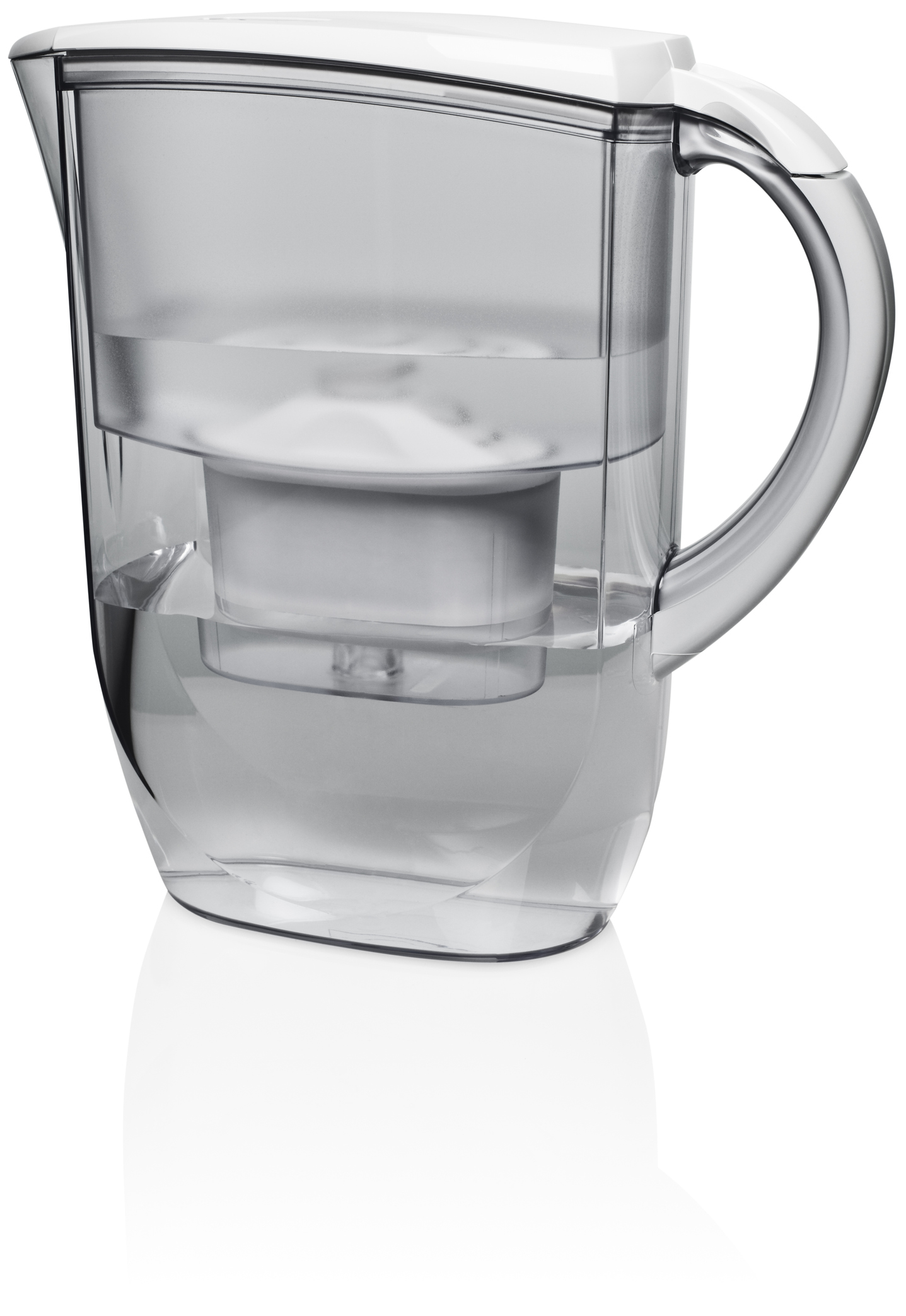 Clear plastic water filter jug