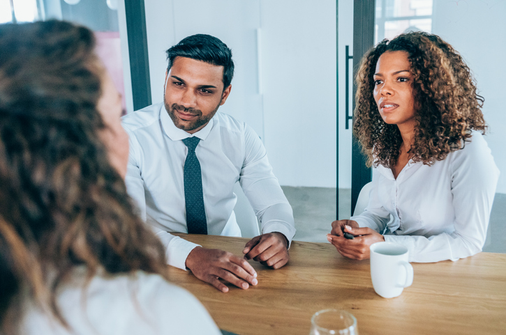 Family therapist on a meeting with young couple.