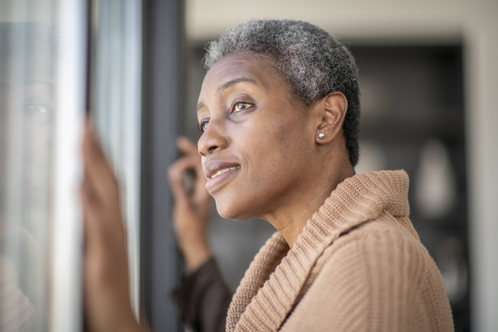 Senior woman contemplates