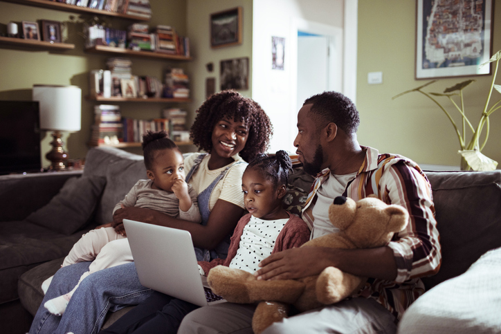 Family using a Laptop