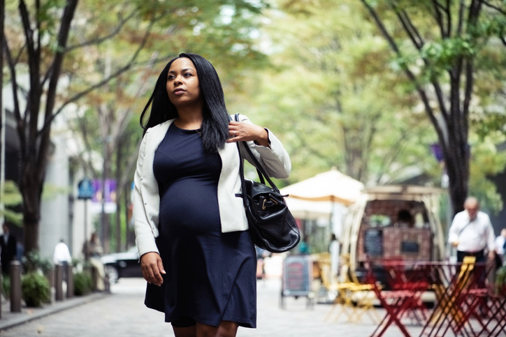 Pregnant woman out and about