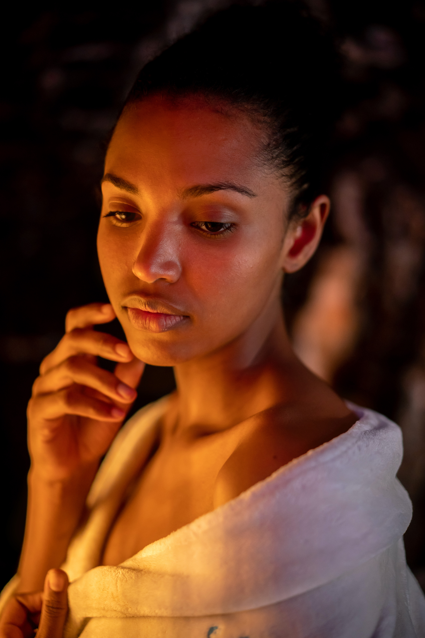 Beautiful African American woman at the spa