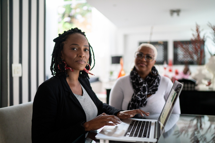 Consultant giving assistance to a client
