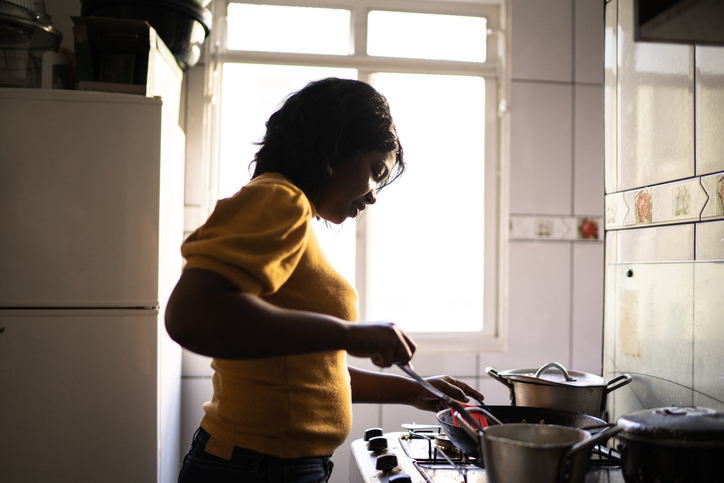 Woman cooking at home