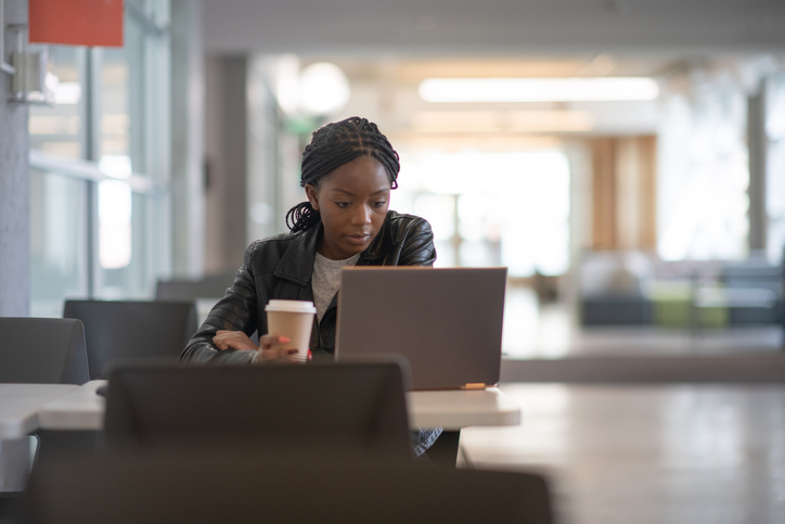 University student at work during COVID-19