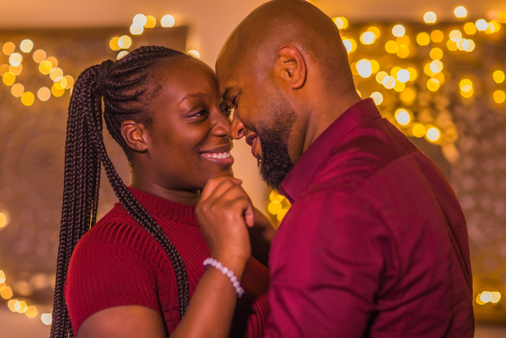 Xmas fun for beautiful Black married couple at Christmas