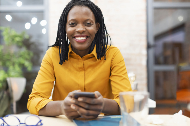 Portrait of an African American businesswoman at her workplace