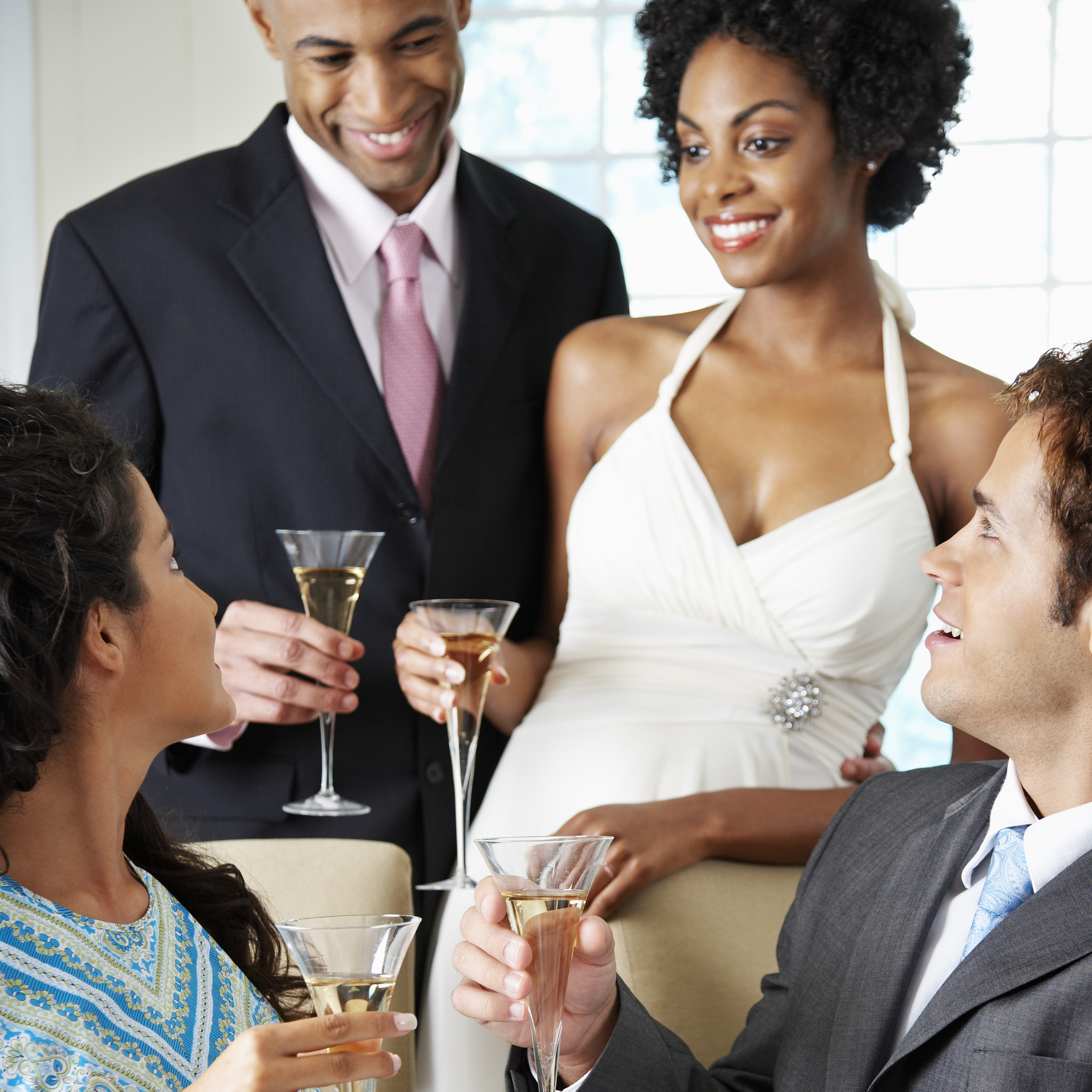 Couple and Guests Toasting at Wedding Reception