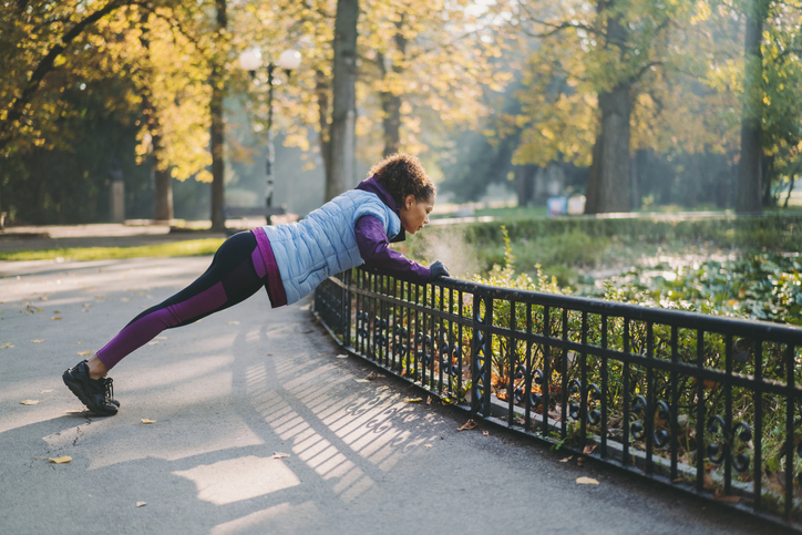 Sportswoman exercising in the park