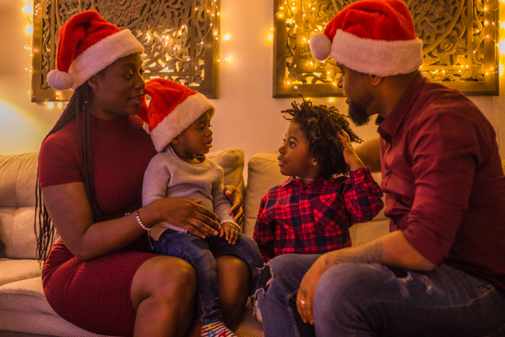 Festive fun for a beautiful Black family of four at Christmas