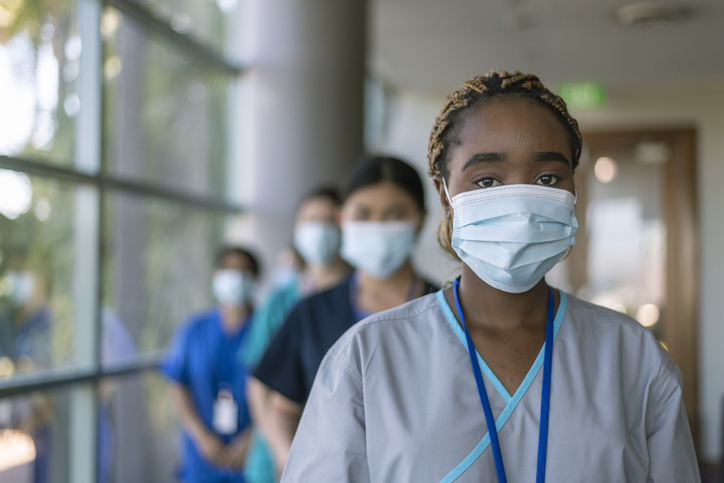 Black woman medical frontline worker doctor
