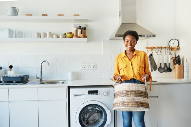 woman doing laundry