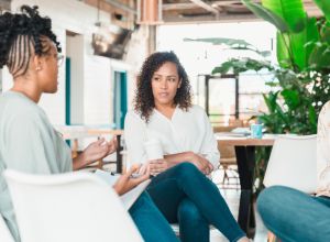 Woman participates in group therapy session