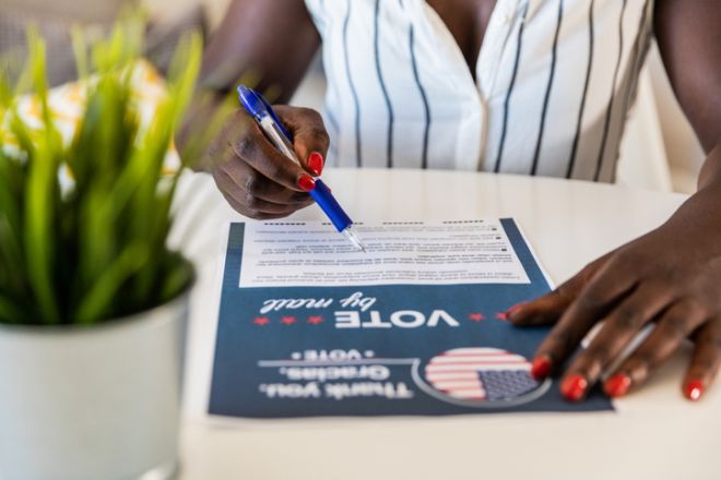 Woman voting from home for the USA Election