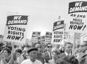 Protesters with Signs at March on Washington for Jobs and Freedom, Washington, D.C., USA, photo by Marion S. Trikosko, August 28, 1963