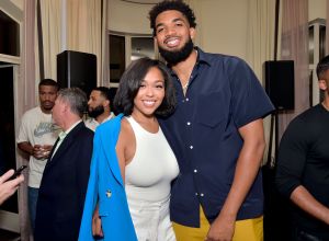 Jordyn Woods and Karl-Anthony Towns Coin Cloud Cocktail Party Hosted by Artist and Actor Common