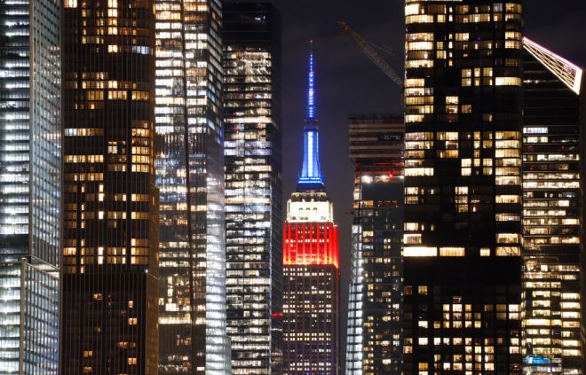 Empire State Building Marks the New York Rangers Home Opener in New York City