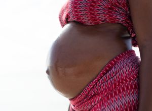 Abdomen of a pregnant African woman
