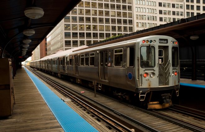 Chicago L (or El) Train at a station