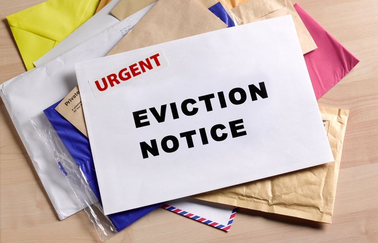 Eviction notice on door step