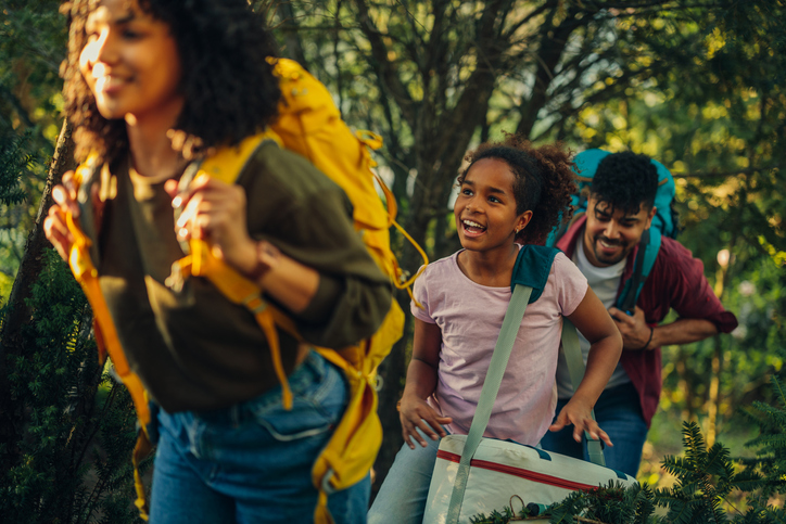 African american family members arrived at a weekend house