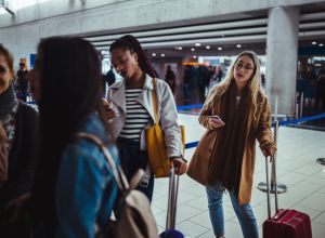 travelers practicing airport etiquette